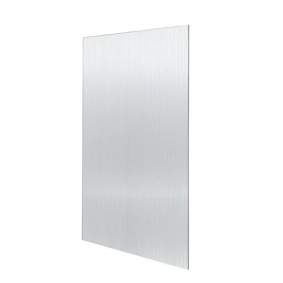 Fluted glass shower panel - square corners - 900mm wide